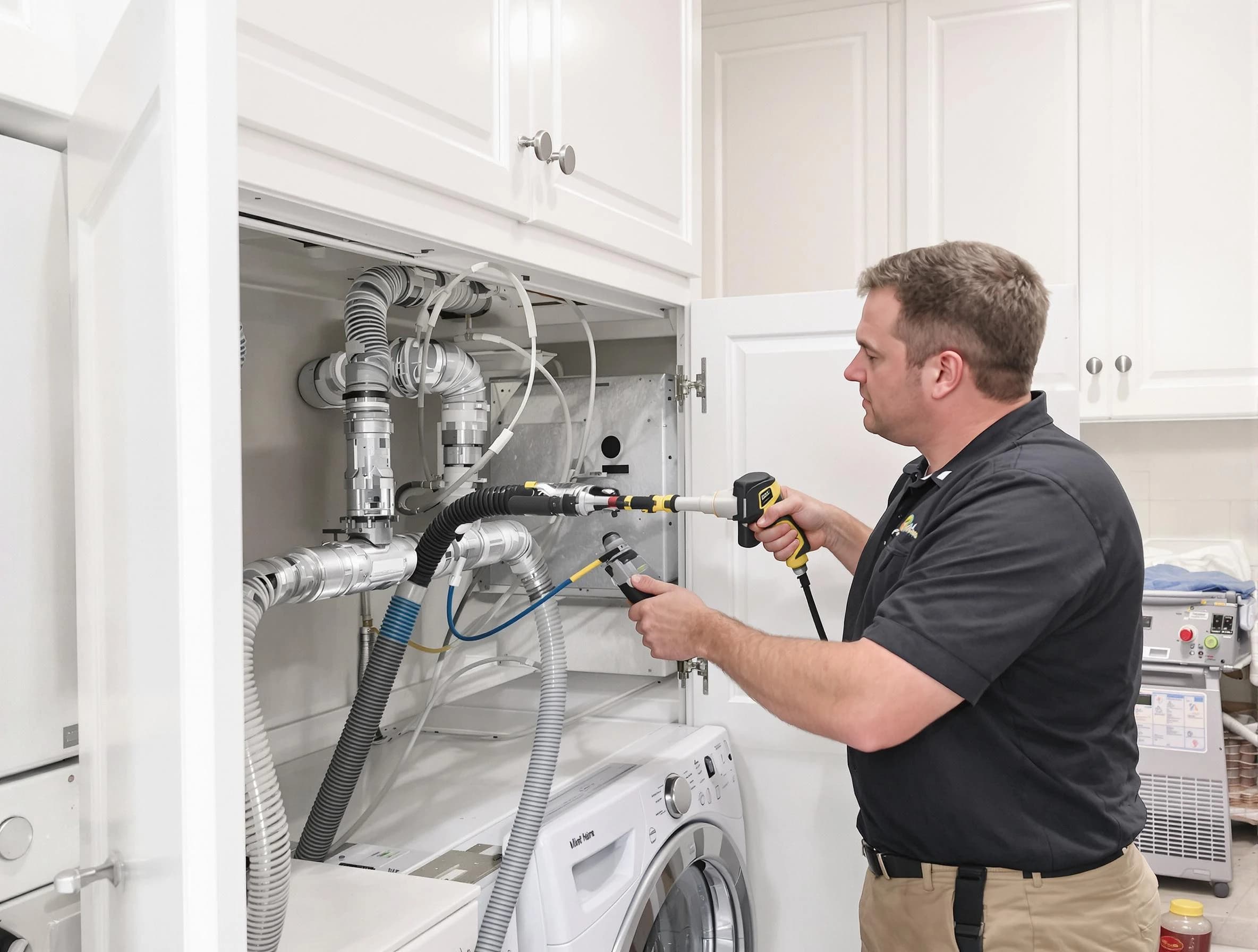 Attleboro Dryer Vent Cleaning professional removing severe blockage from a clogged dryer vent in Attleboro