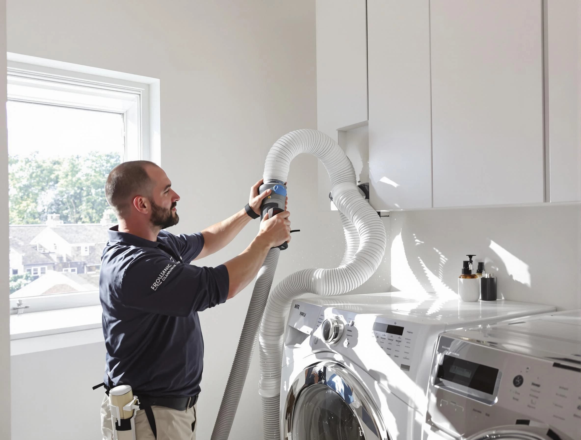 Certified Attleboro Dryer Vent Cleaning technician performing dryer vent cleaning in Attleboro