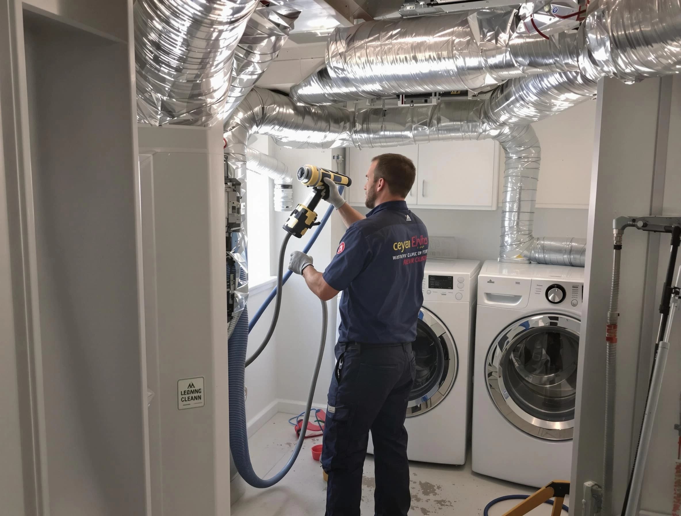 Attleboro Dryer Vent Cleaning specialist using advanced equipment for thorough duct cleaning in Attleboro