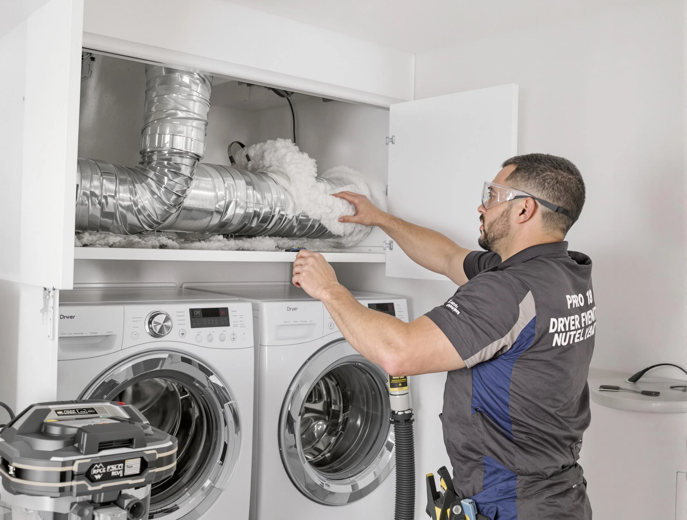 Attleboro Dryer Vent Cleaning certified technician performing specialized gas dryer vent cleaning in Attleboro